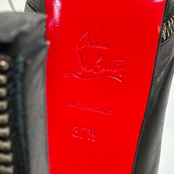 Christian Louboutin Unique 140 OTK Black Leather Platform Boots 37.5 - Picture 5 of 7